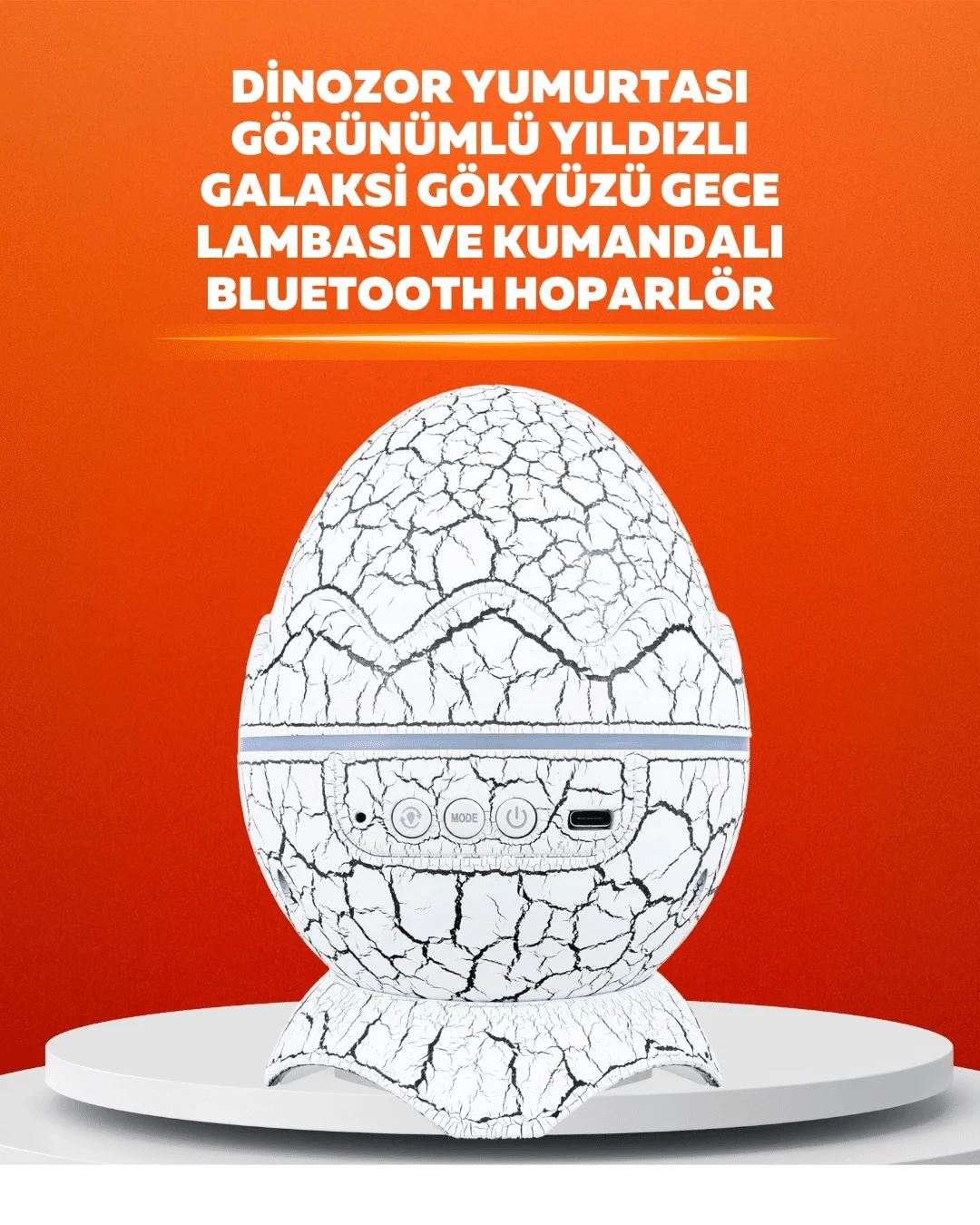 Mey İthalat® Dinozor Yumurtası Tasarımlı Projektörlü Gece Lambası