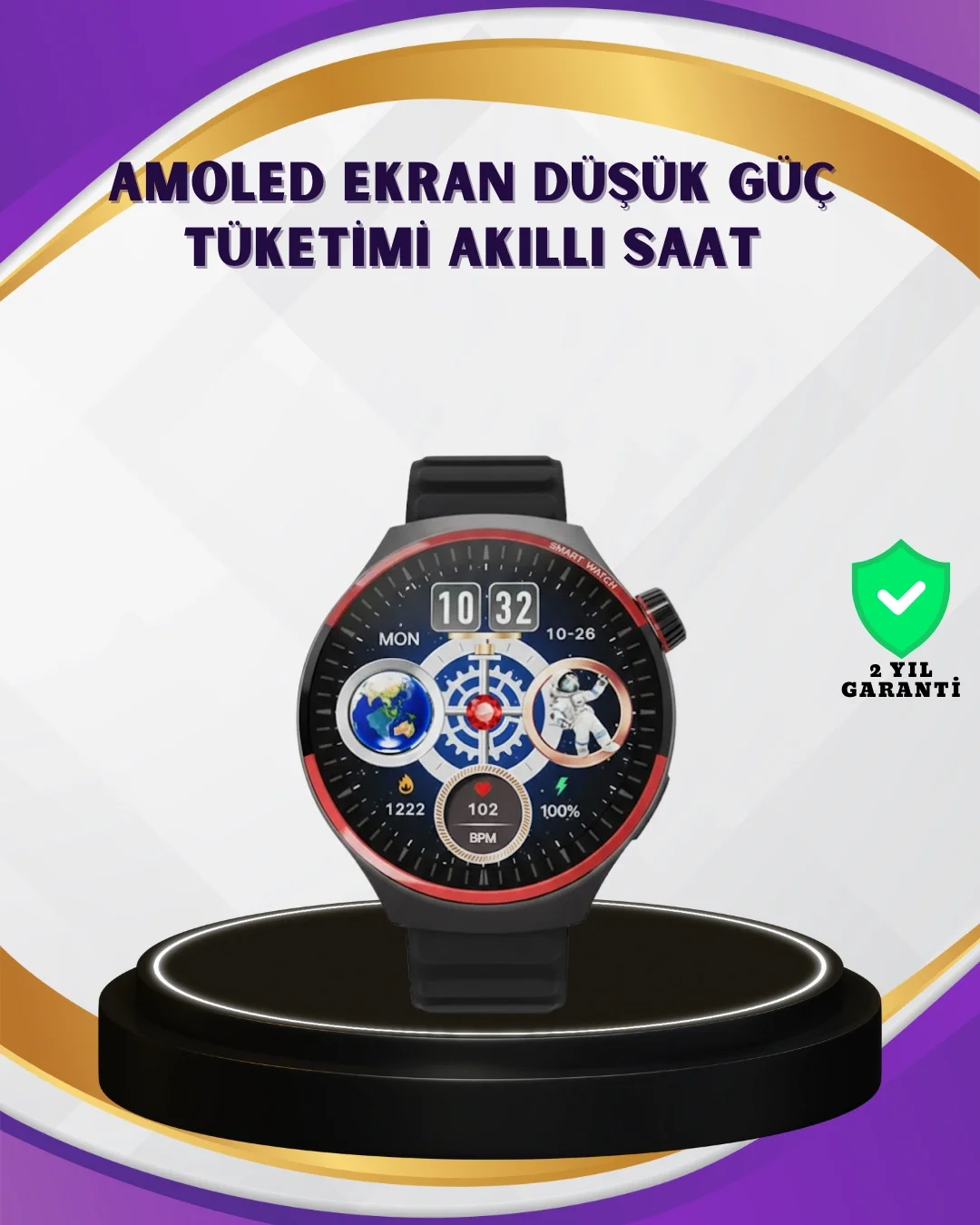 Mey İthalat® Dokunmatik Akıllı Saat Kablosuz Şarj AMOLED Ekran
