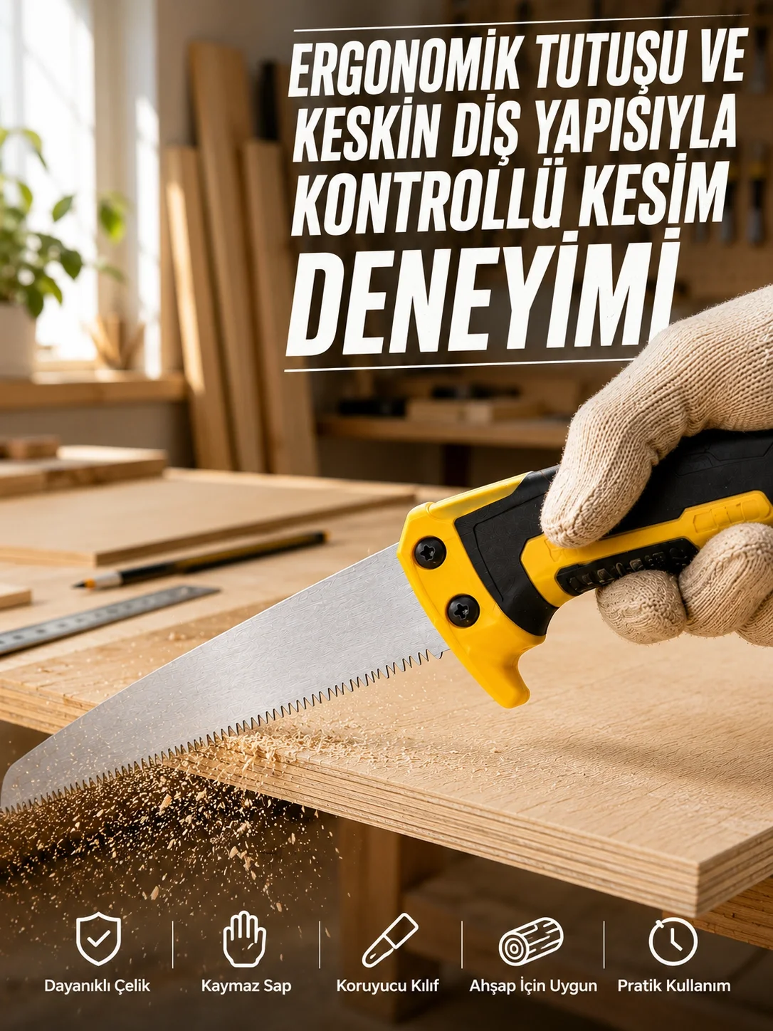 Mey İthalat® Düz Bıçaklı Budama Testeresi Kılıflı Güvenli Tasarım