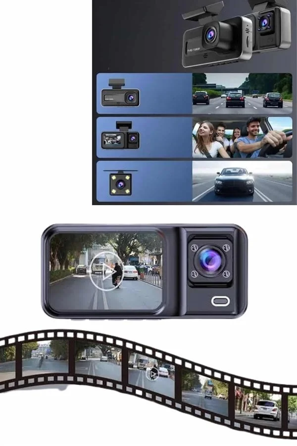 Mey İthalat® DVR Araç İçi Kamera Ön ve İç Kamera 2 İnç Ekranlı Çi