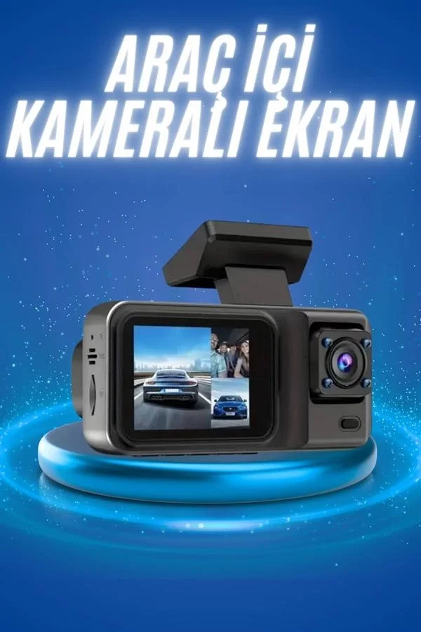 Mey İthalat® Ekranlı Sürüş Kaydedici DVR Ön ve Arka Kameralı Full