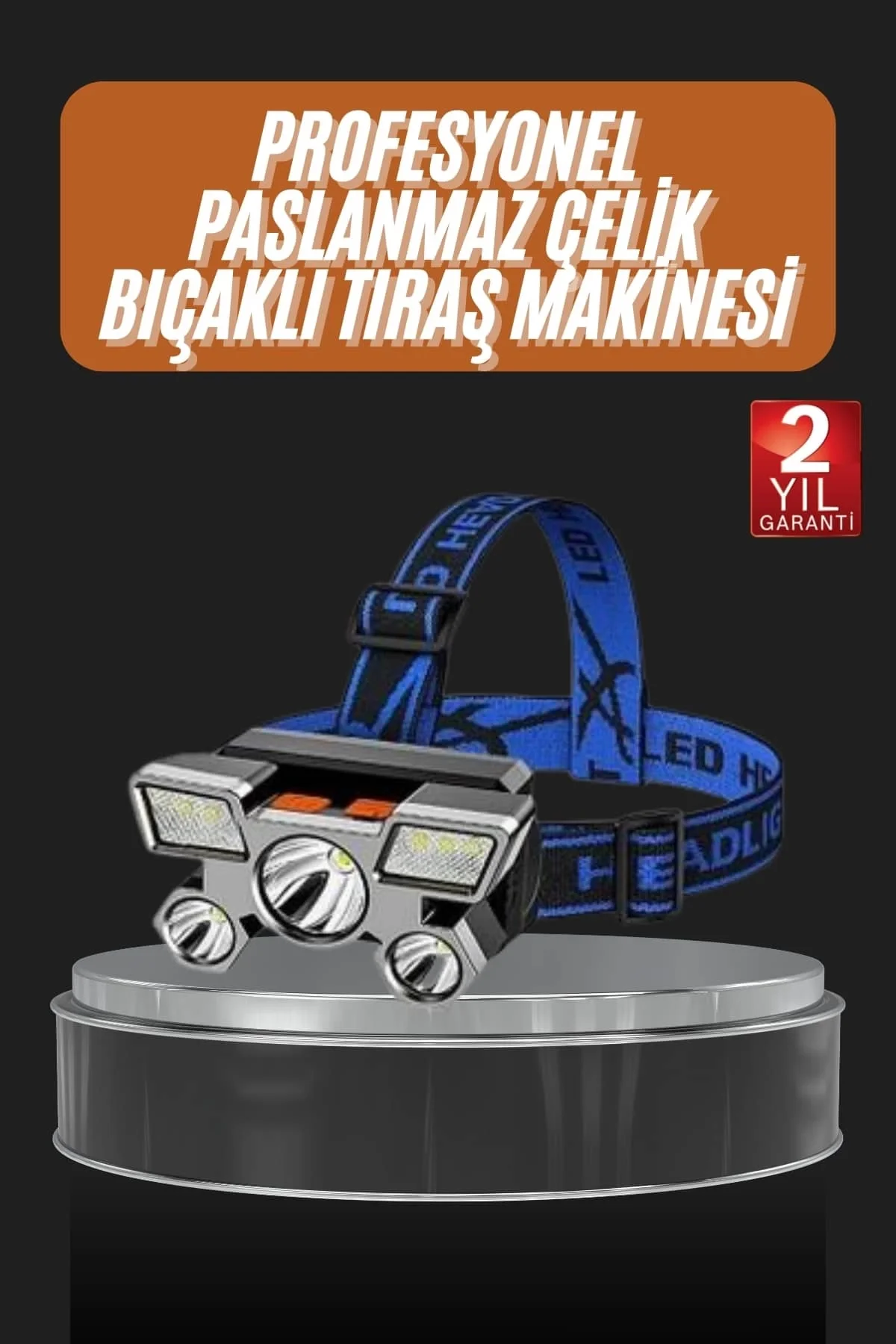 Mey İthalat® El Feneri Süper Kafa Lambası 4 Modlu 5 Led Kafa Fene