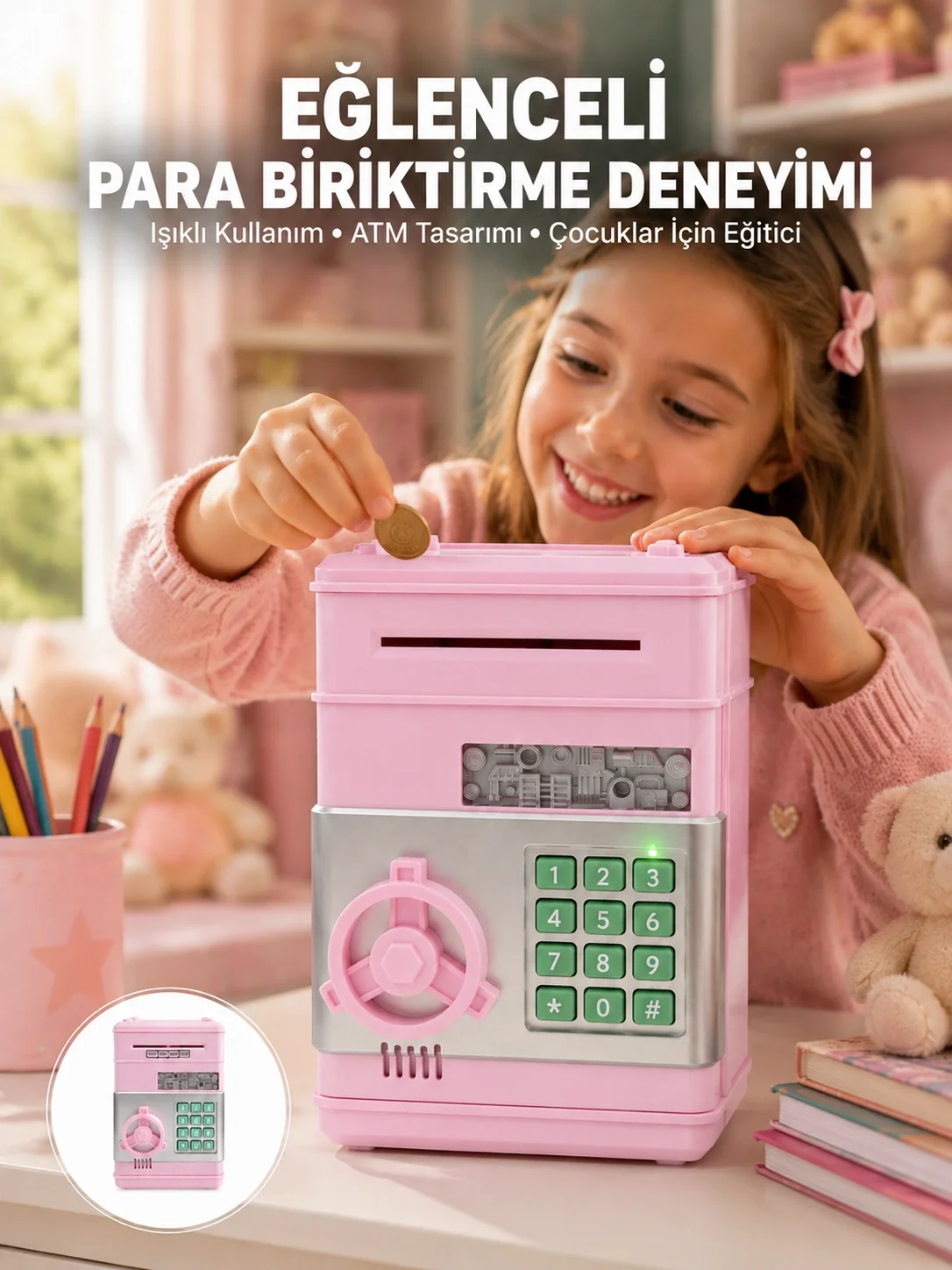 Mey İthalat® Elektronik Şifreli Otomatik Para Yutan Çocuk Kumbara