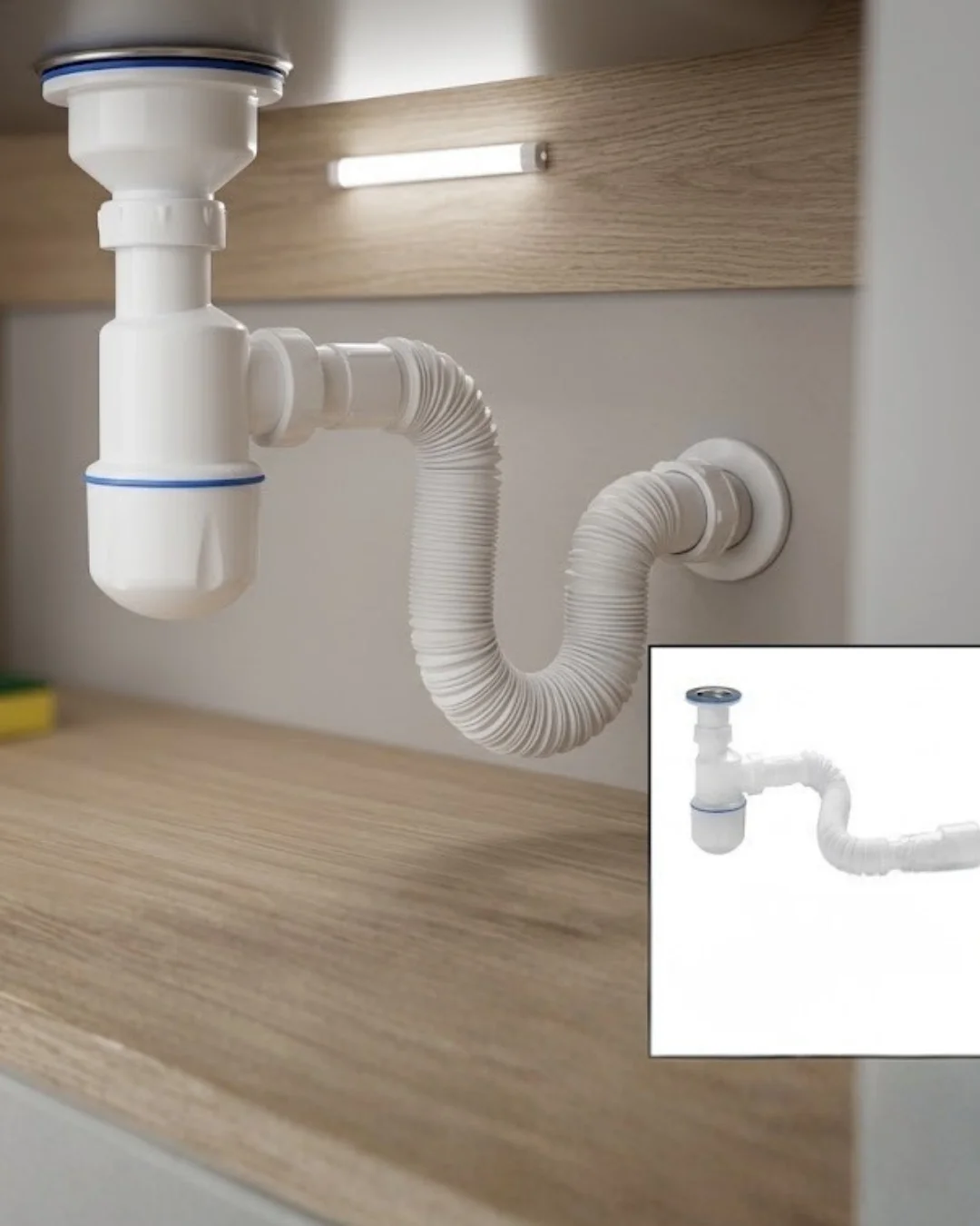Mey İthalat® Esnek Lavabo Sifonu Gider Borusu Koku Önleyici Sızdı