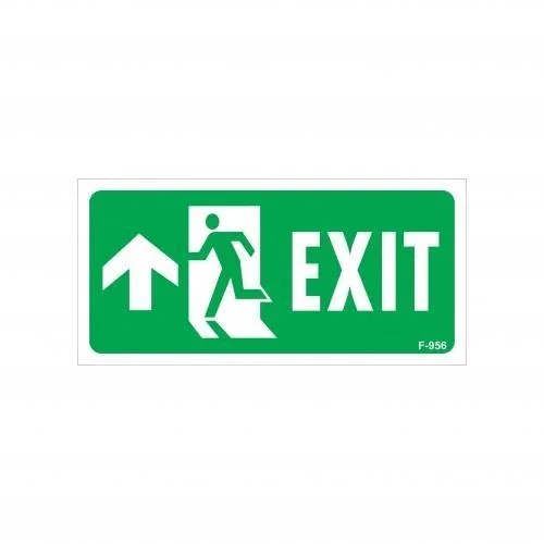Mey İthalat® Exit Yukarı Sol Ok İşaretli Uyarı Levhası 17,5x25 KO