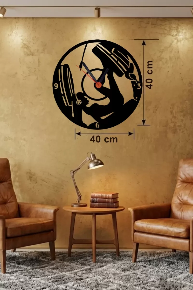 Mey İthalat® Fitness ve Spor Temalı Ahşap Duvar Saati - 40x40 cm Mey İthalat® Fitness ve Spor Temalı Ahşap Duvar Saati - 40x40 cm