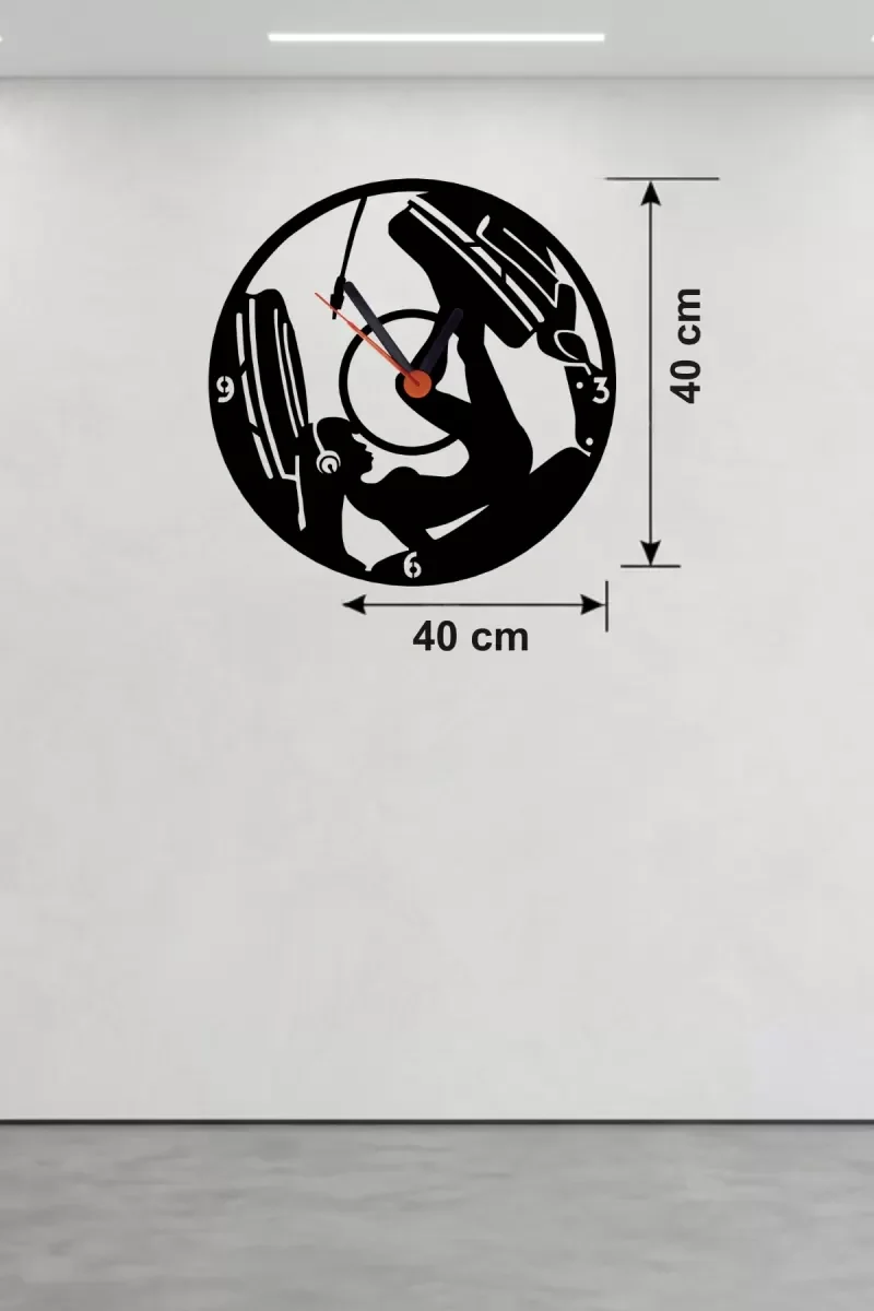 Mey İthalat® Fitness ve Spor Temalı Ahşap Duvar Saati - 40x40 cm Mey İthalat® Fitness ve Spor Temalı Ahşap Duvar Saati - 40x40 cm