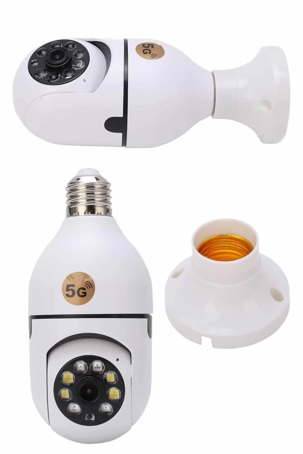 Mey İthalat® Gece Görüşlü Akıllı Dönebilen Ev Kamerası Ampül Kame