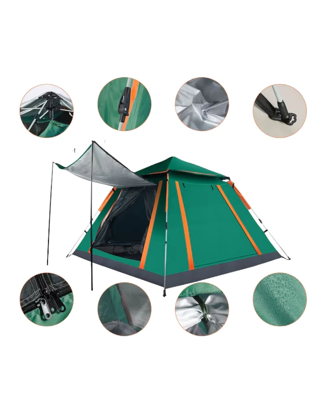 Mey İthalat® Geniş Aile Kamp Çadırı 240x210 cm Güneşlikli Otomati