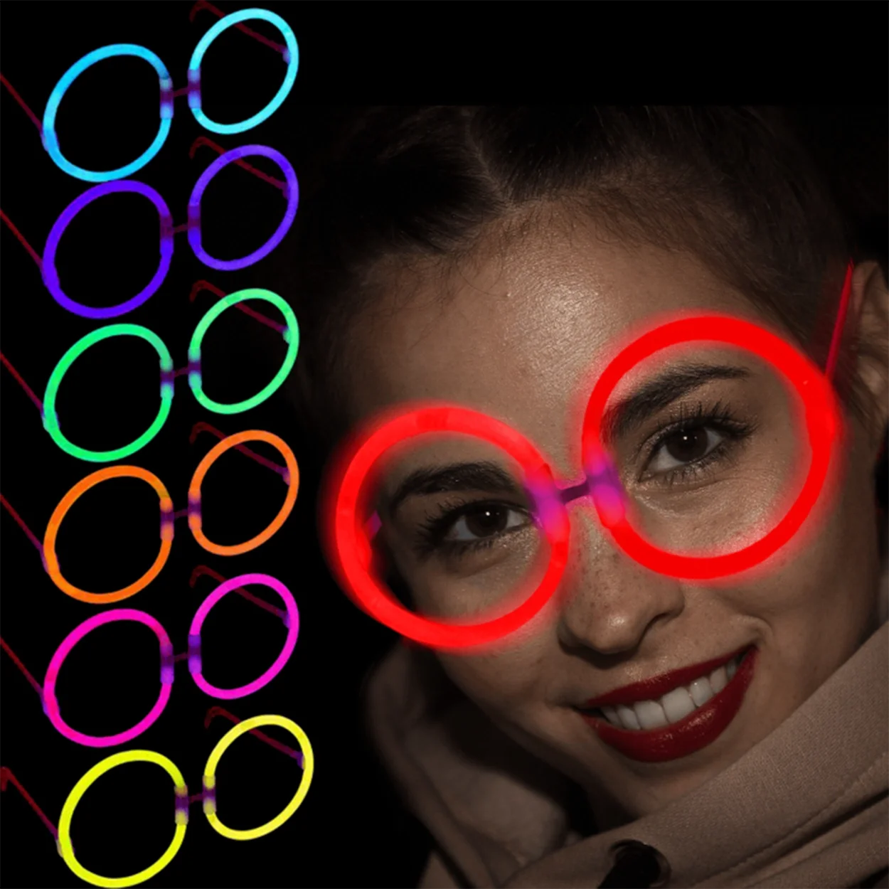 Mey İthalat® Glow Parti Gözlüğü Glow Partisi Yuvarlak Şekilli Fos