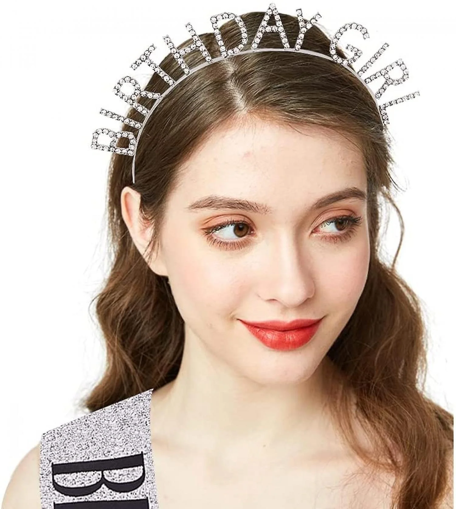 Mey İthalat® Gümüş Kristal Taşlı Birthday Girl Doğum Günü Tacı İt