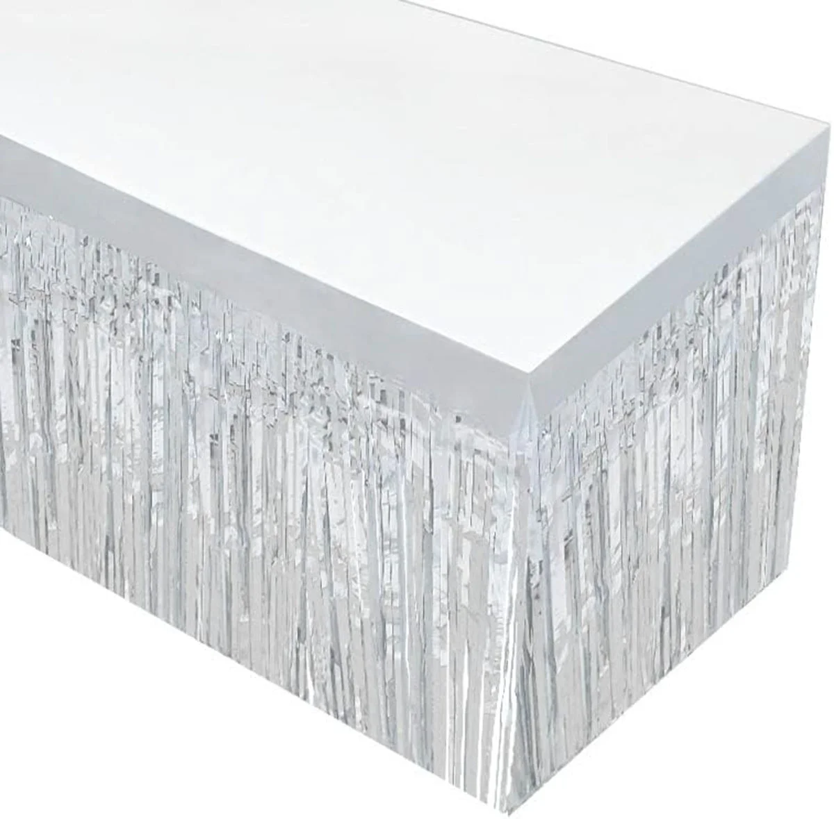 Mey İthalat® Gümüş Metalize Masa Eteği 275x75 cm – Kendinden Yapı