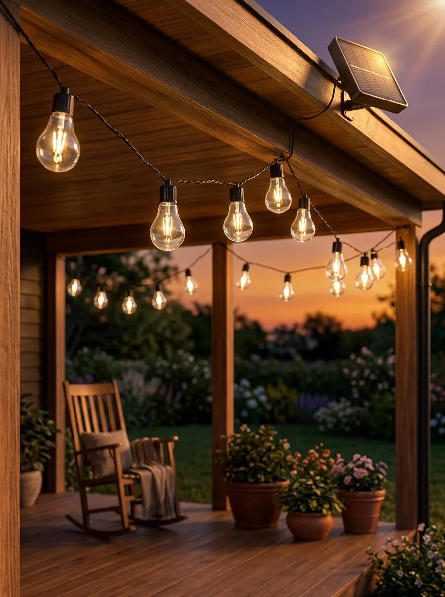 Mey İthalat® Güneş Enerjili LED Ampul Zincir Işık Sıcak Beyaz Dek