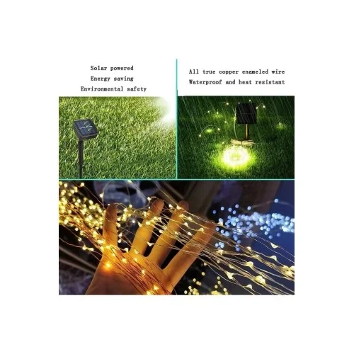 Mey İthalat® Güneş Enerjili 200 LED Dış Mekan Aydınlatma Şeridi