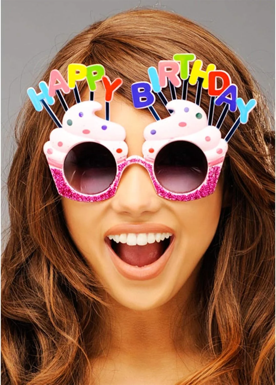 Mey İthalat® Happy Birthday Yazılı Pembe Fuşya Renk Pembe Pastalı
