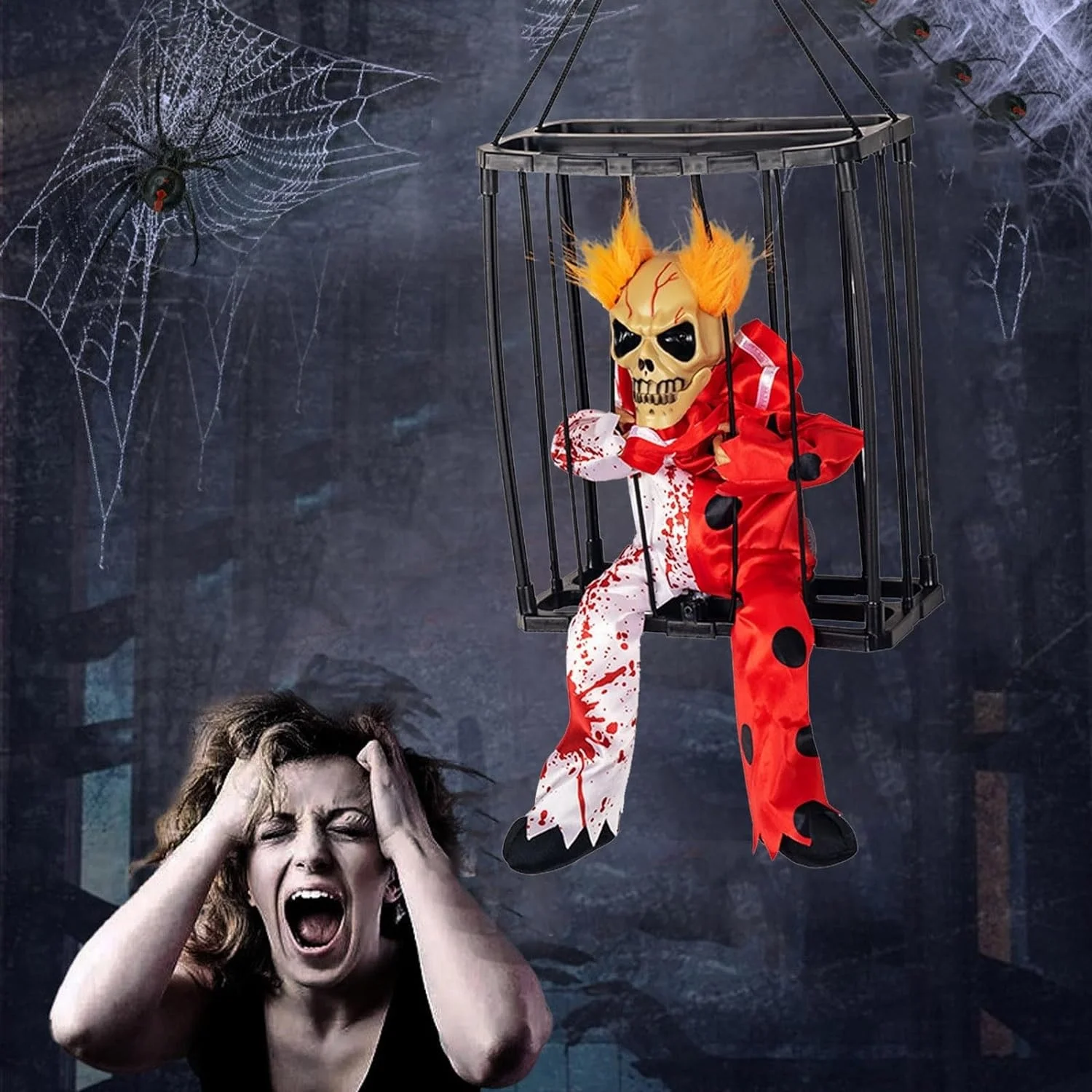 Mey İthalat® Hareketli Sesli Sensörlü Mahkum Joker İskelet Dekora
