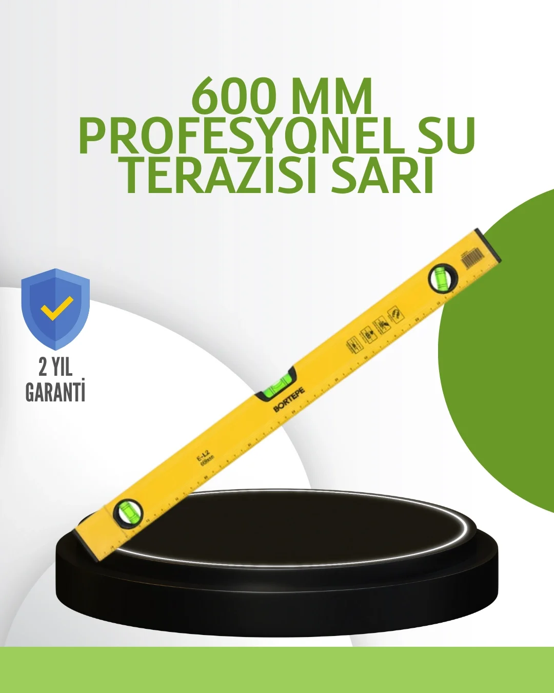 Mey İthalat® Hassas Ölçüm Sağlayan 600 mm Sarı Su Terazisi
