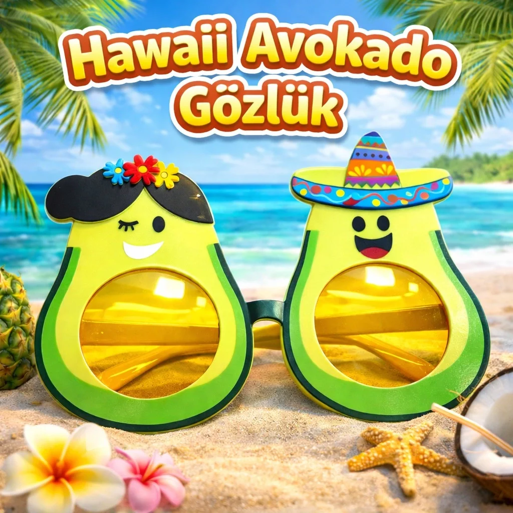 Mey İthalat® Hawaii Temalı Avokado Gözlük – Kostüm &amp; Parti Gö