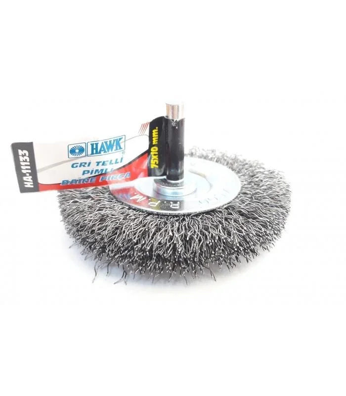 Mey İthalat® Hawk HA11133 Pimli Gri Tel Daire Fırça 75x10 mm Mey İthalat® Hawk HA11133 Pimli Gri Tel Daire Fırça 75x10 mm