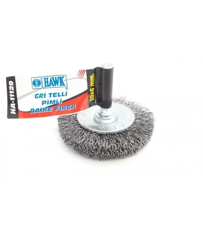 Mey İthalat® Hawk HA11129 Pimli Gri Tel Daire Fırça 50x6 mm