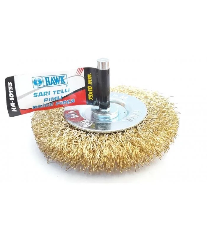 Mey İthalat® Hawk HA10133 Pimli Sarı Tel Daire Fırça 75x10 mm