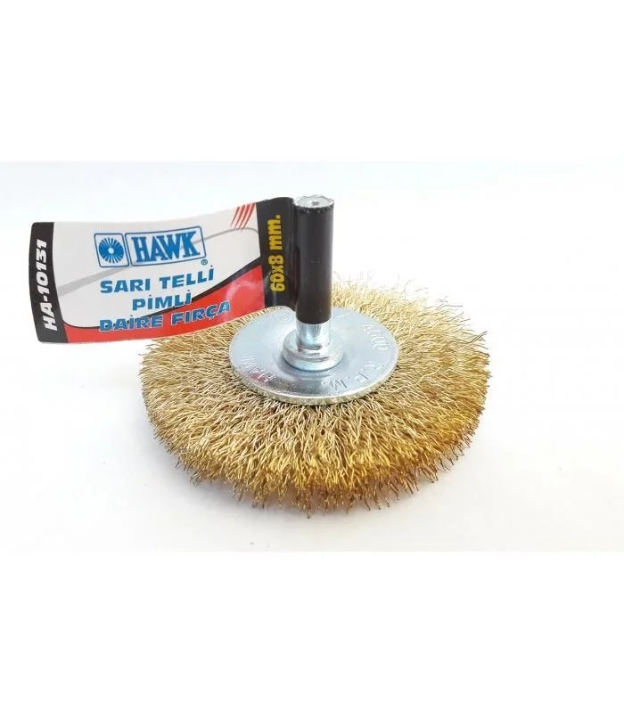 Mey İthalat® Hawk HA10131 Pimli Sarı Tel Daire Fırça 60x8 mm