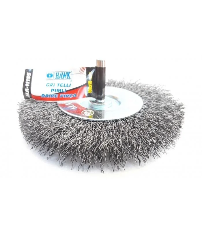 Mey İthalat® Hawk HA11135 Pimli Gri Tel Daire Fırça 100x10 mm