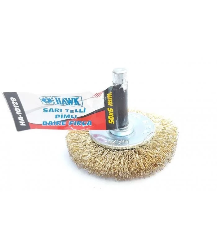 Mey İthalat® Hawk HA10129 Pimli Sarı Tel Daire Fırça 50x6 mm Mey İthalat® Hawk HA10129 Pimli Sarı Tel Daire Fırça 50x6 mm