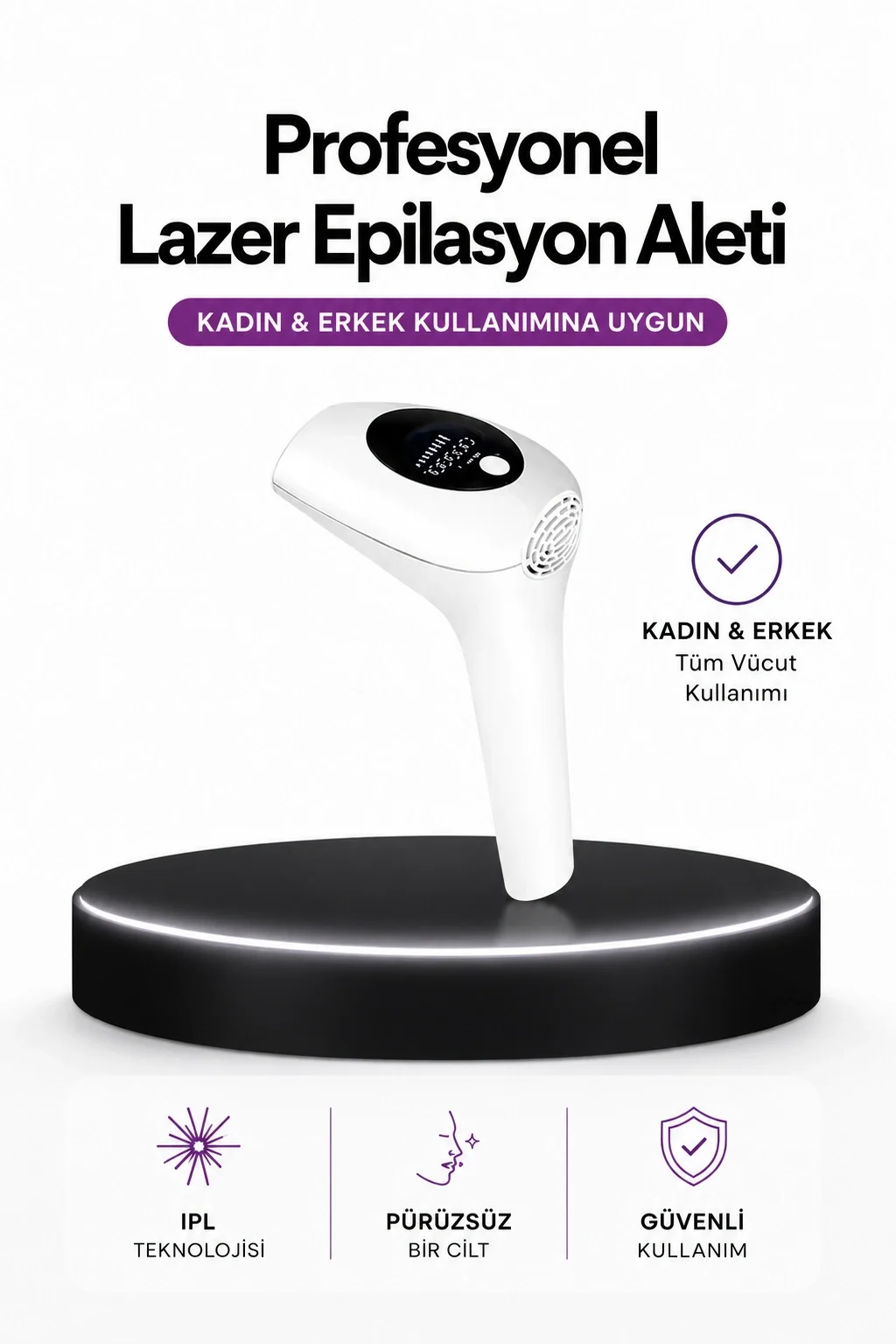 Mey İthalat® IPL Teknolojili Erkek Ve Kadın Kullanımına Uygun Laz