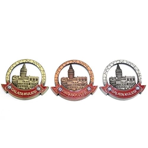 Mey İthalat® İstanbul Temalı Metal Magnet Galata Kulesi Yuvarlak 