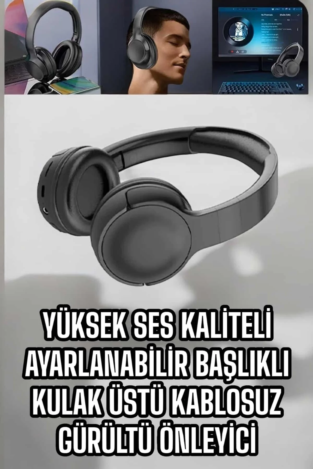Mey İthalat® Kablosuz Bluetooth Kulaklık ANC/ENC Destekli Kulak Ü
