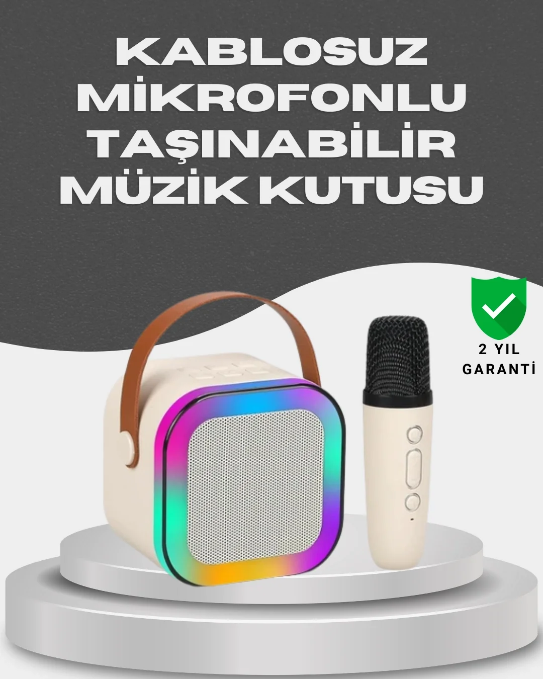 Mey İthalat® Kablosuz Karaoke Mikrofon Hoparlör Seti Güçlü Ses Çı