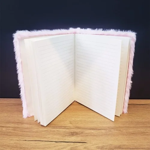 Mey İthalat® Kalpli Peluş Kapaklı Defter Hediyelik