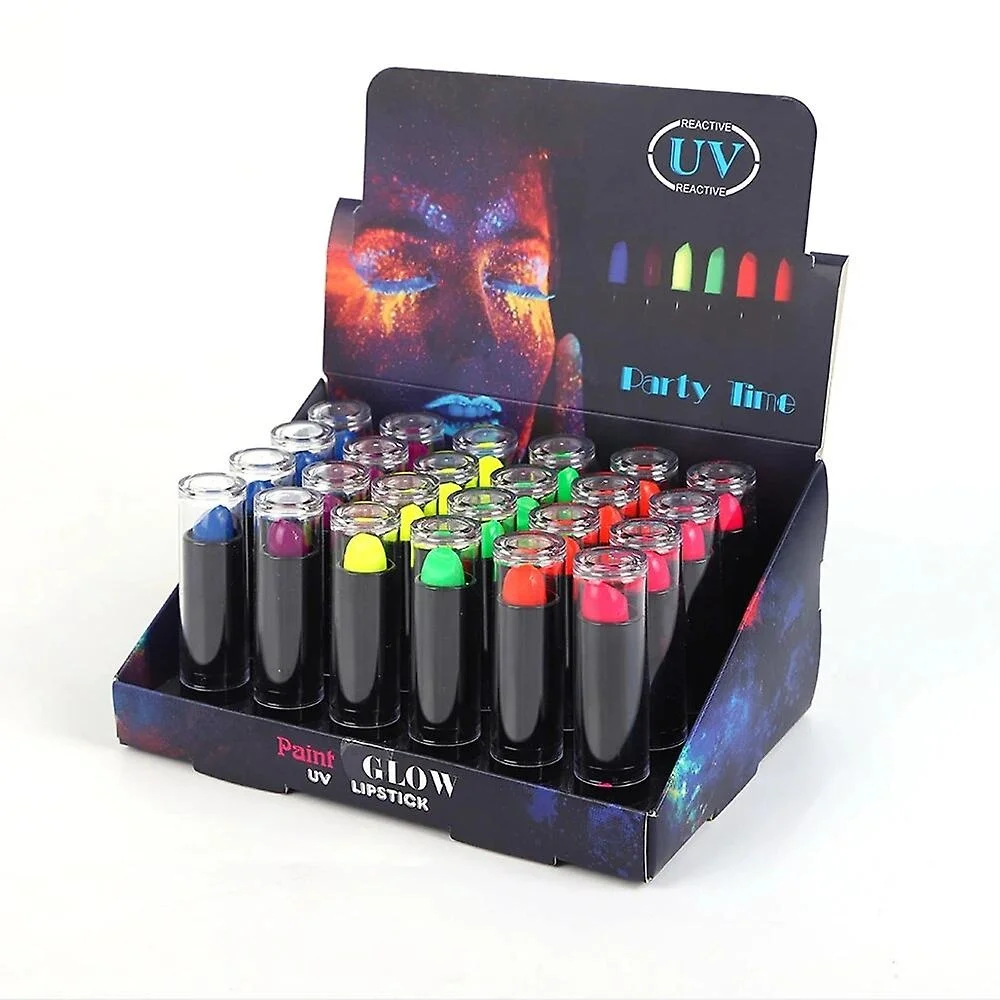 Mey İthalat® Karanlıkta Parlayan Yanan UV Neon Ruj Yüz Boyama 6 A