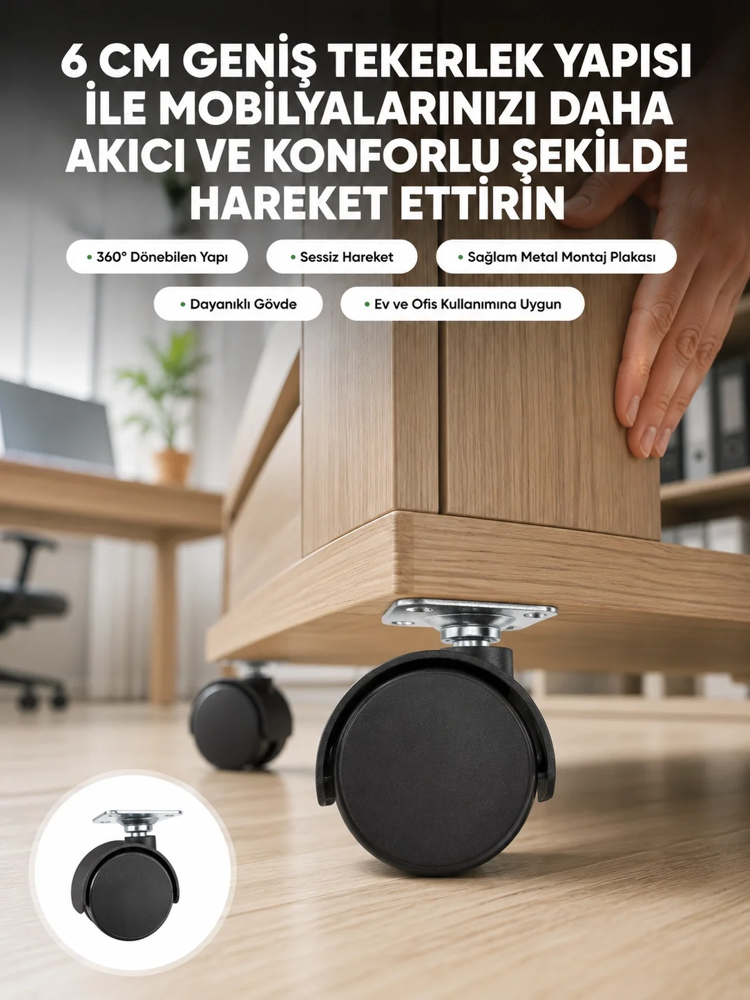 Mey İthalat® Kilitsiz 6 cm Tekerlek Ayak Tek Adet