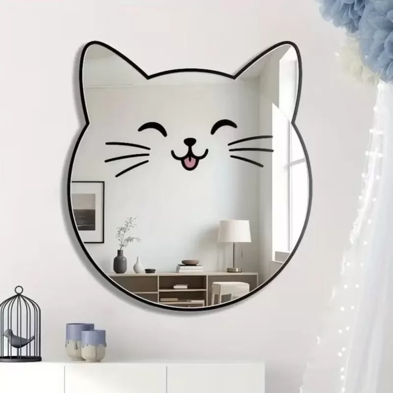 Mey İthalat® Kırılmaz Pleksi Gülen Kedi Duvar Aynası - 35x35 cm Ç Mey İthalat® Kırılmaz Pleksi Gülen Kedi Duvar Aynası - 35x35 cm Ç