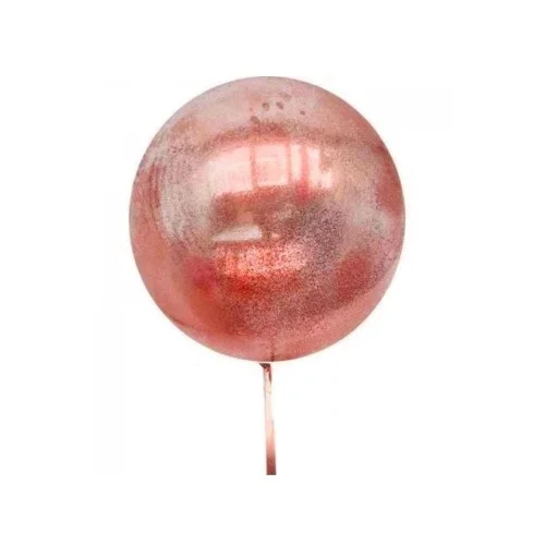 Mey İthalat® Kırmızı Simli Yuvarlak Şeffaf Balon 24 İnç