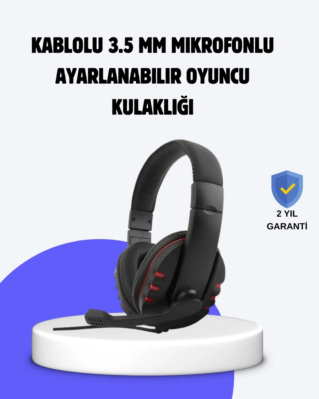 Mey İthalat® Kırmızı Kulaklık Mikrofonlu Ayarlanabilir Konforlu T