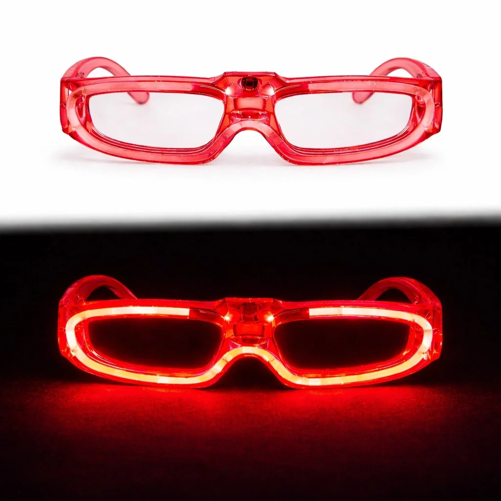 Mey İthalat® Kırmızı LED Işıklı Parti Gözlüğü 3 Modlu – Glow &amp