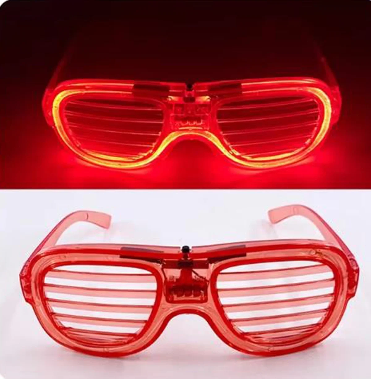 Mey İthalat® Kırmızı Led Işıklı Parti Gözlüğü - Neon Glow Şerit G