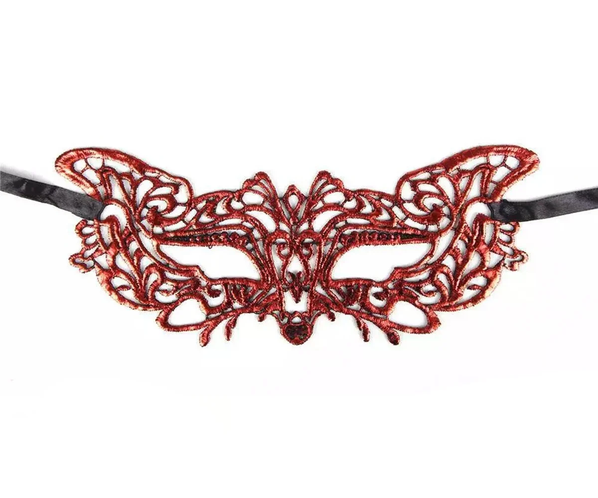 Mey İthalat® Kırmızı Dantel Masquerade Maskesi 9 No