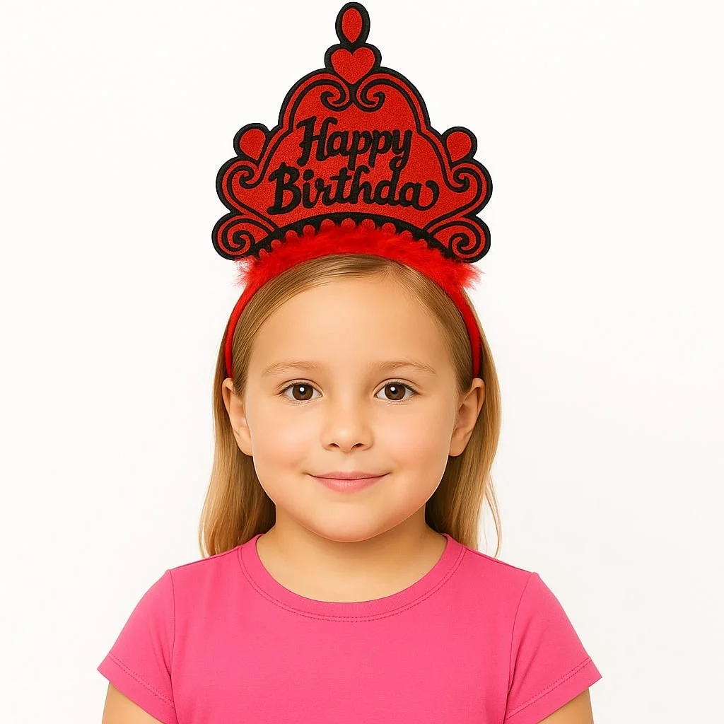 Mey İthalat® Kırmızı Happy Birthday Prenses Tacı – Doğum Günü Taç
