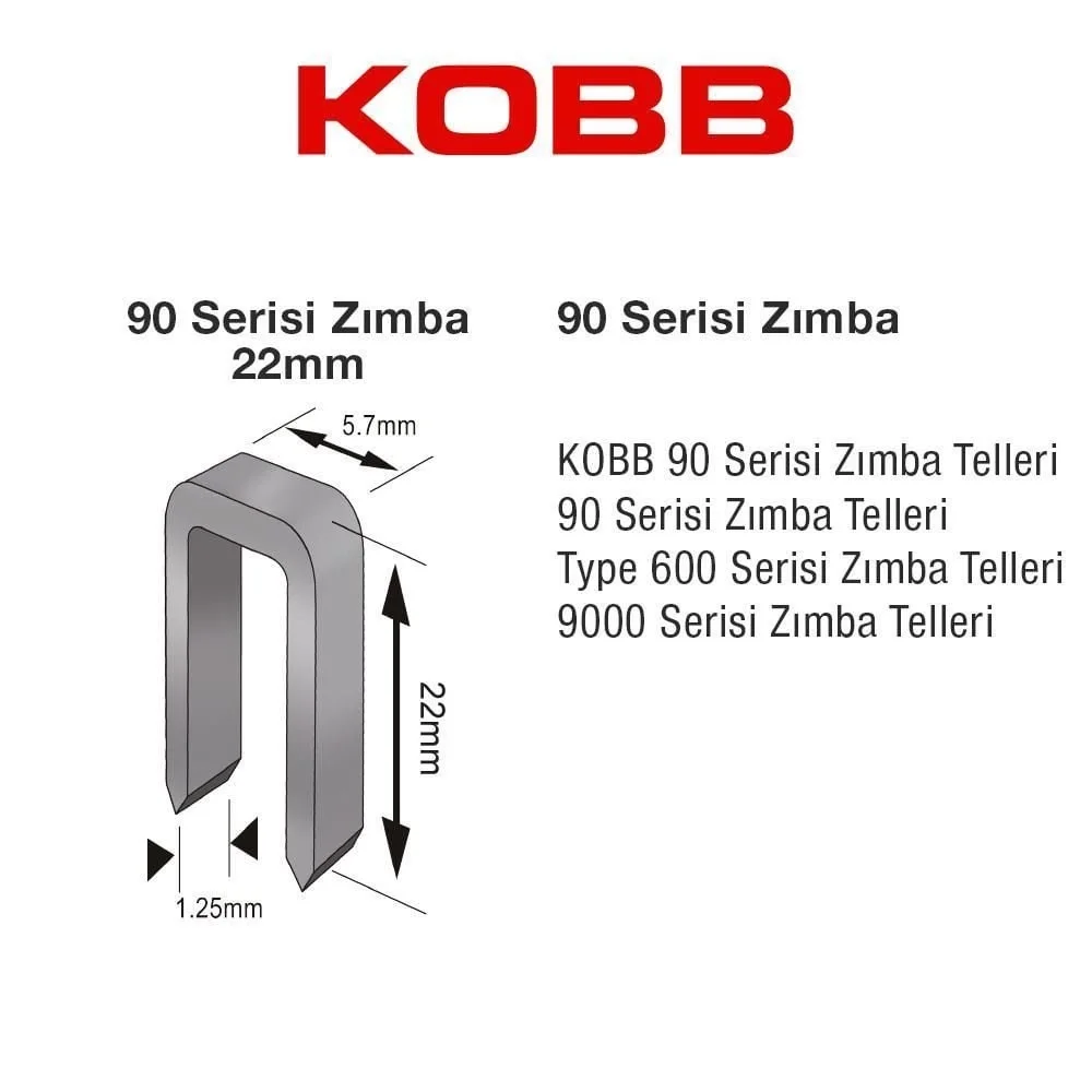 Mey İthalat® Kobb KBZ9022 22 mm 2500 Adet U Zımba Teli