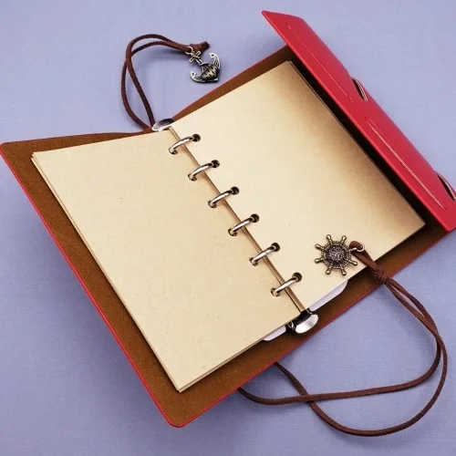 Mey İthalat® Küçük Boy Pusula Baskılı Deri Defter