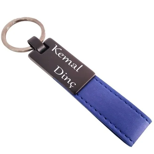 Mey İthalat® Lacivert Deri Metal Anahtarlık