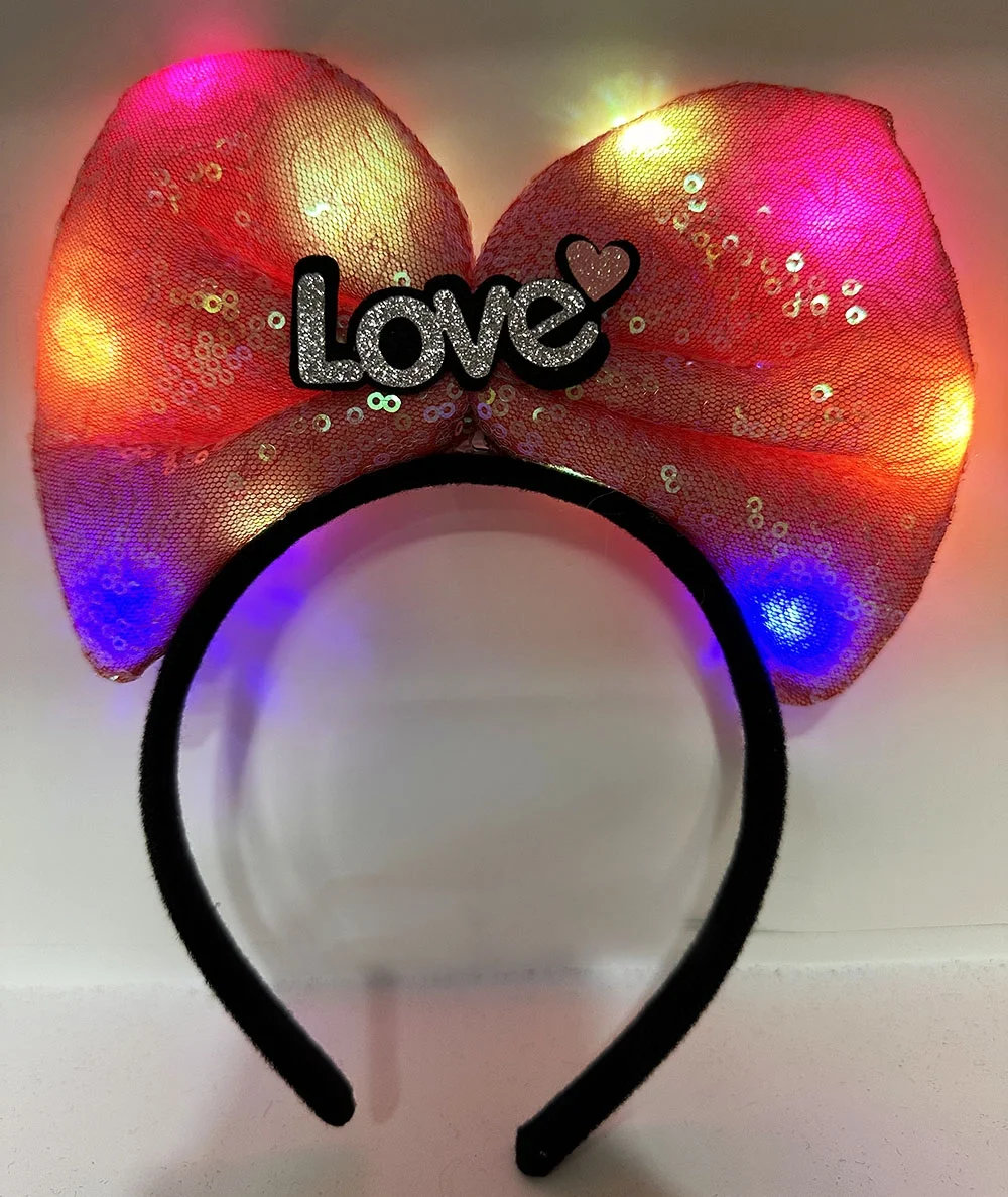 Mey İthalat® LED Işıklı Love Yazılı Fuşya Fiyonk Taç – Kız Çocuk 