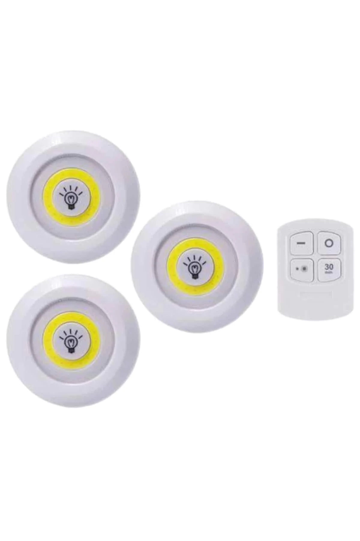 Mey İthalat® Led Lamba 3'lü Uzaktan Kumandalı Yapışkanlı