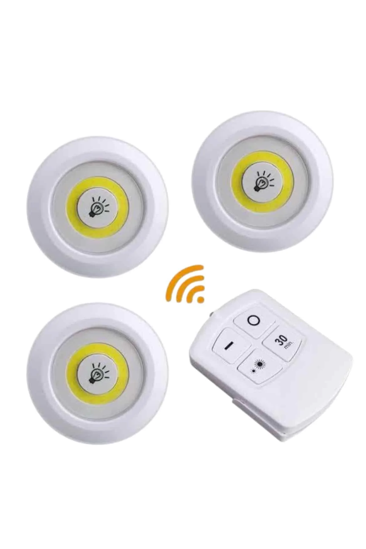 Mey İthalat® Led Lamba 3'lü Uzaktan Kumandalı Yapışkanlı