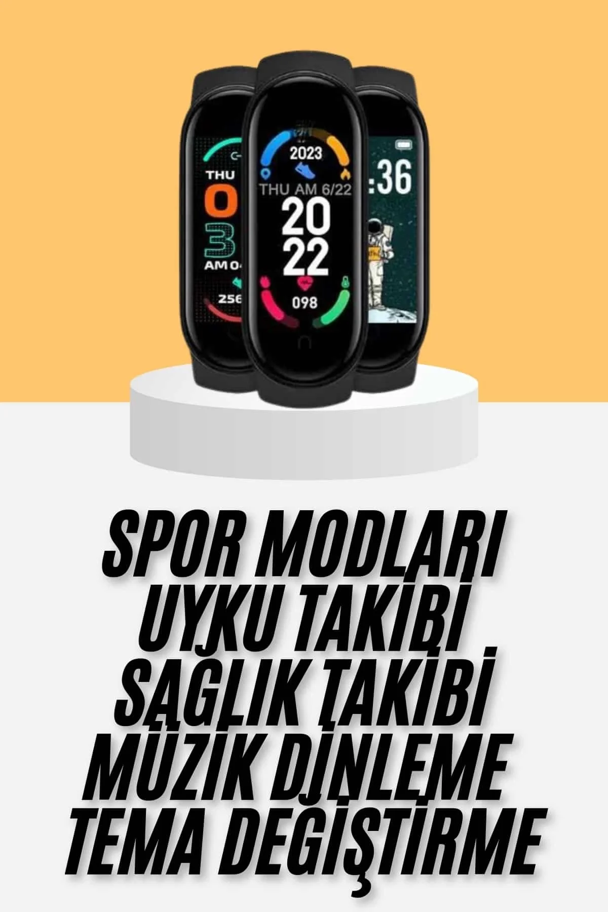 Mey İthalat® M6 Akıllı Bileklik Siyah Adımsayar Spor Takibi Andro