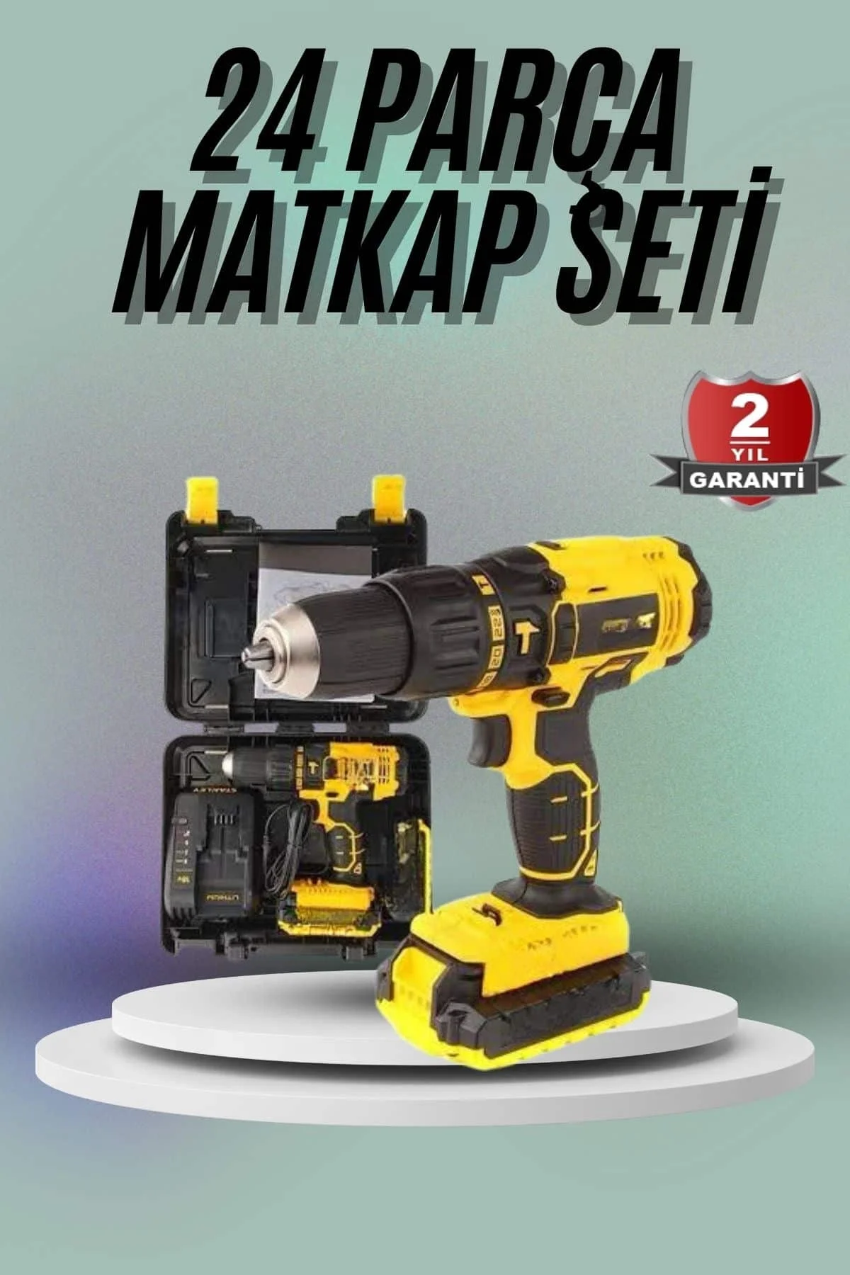 Mey İthalat® Matkap Seti 24 Parça Çift Bataryalı Darbeli Led Işık